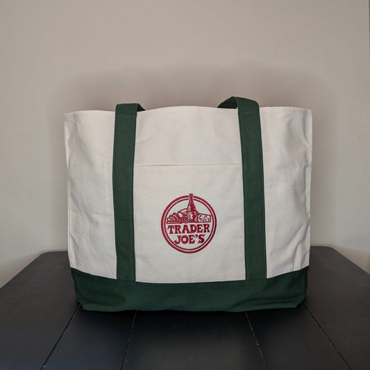 Trader Joe's Large Reuseable Canvas Tote Bag Green
