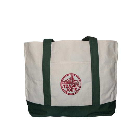 Trader Joe's Large Reuseable Canvas Tote Bag Green