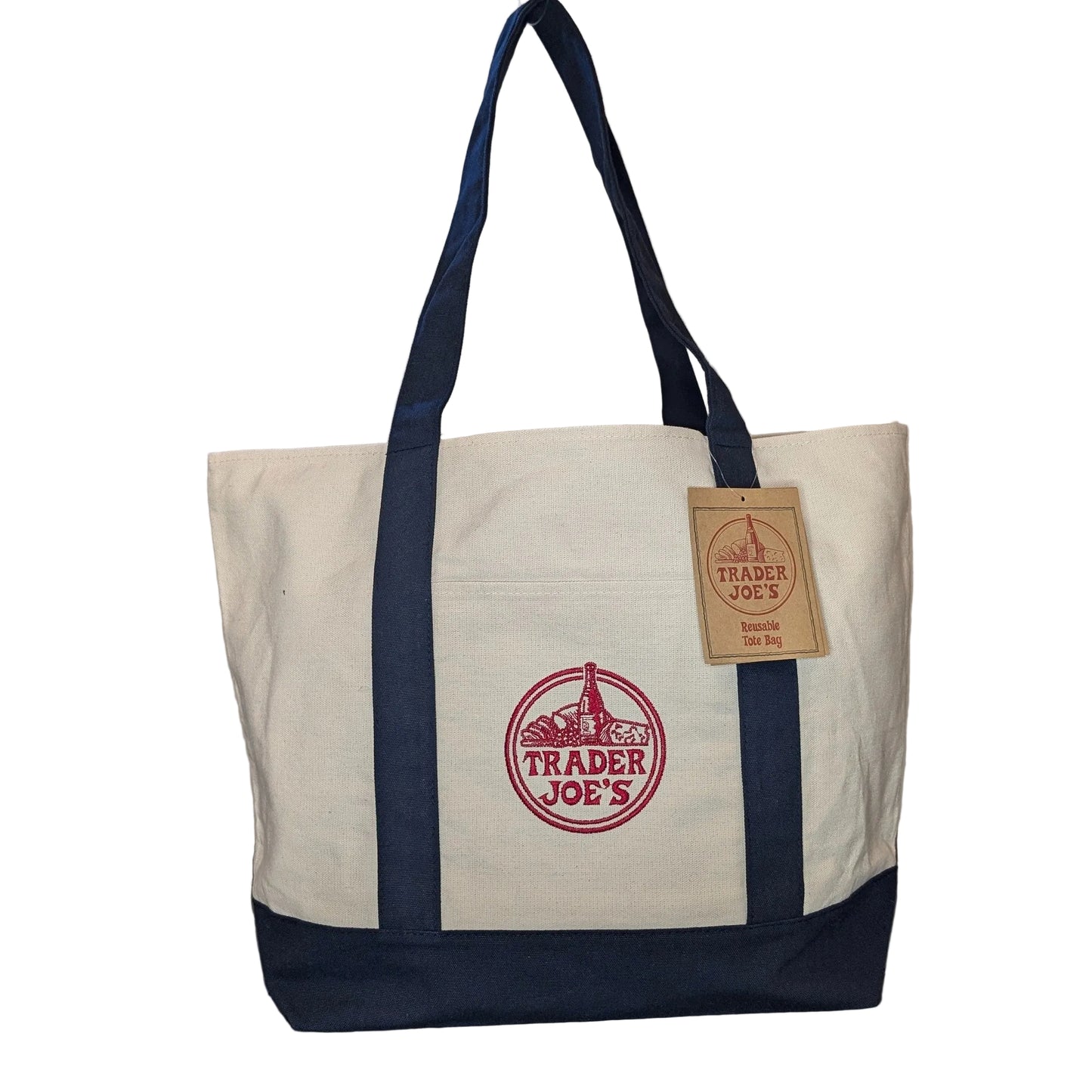 Trader Joe's Large Reuseable Canvas Tote Bag Navy