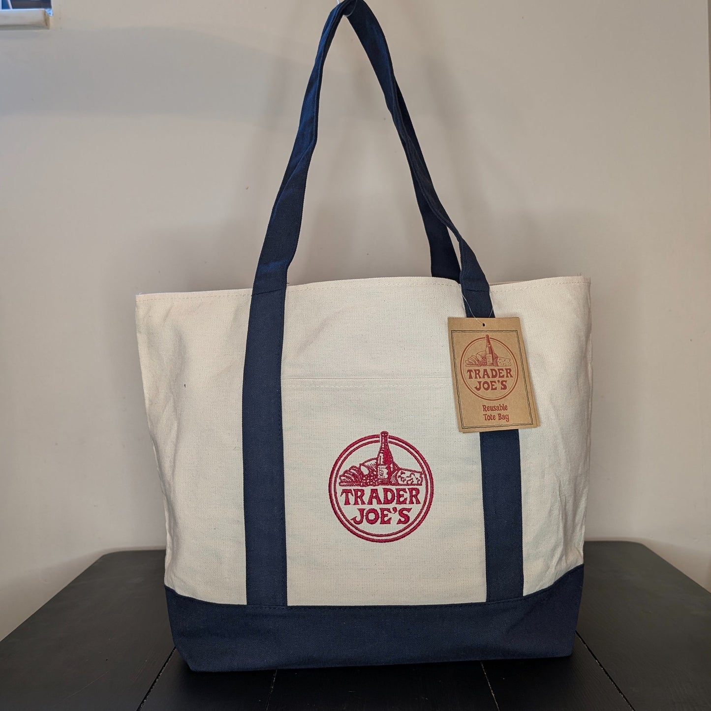 Trader Joe's Large Reuseable Canvas Tote Bag Navy
