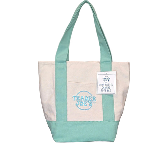 Trader Joe's Mini Pastel Canvas Tote: Mint Green (2026 Edition)