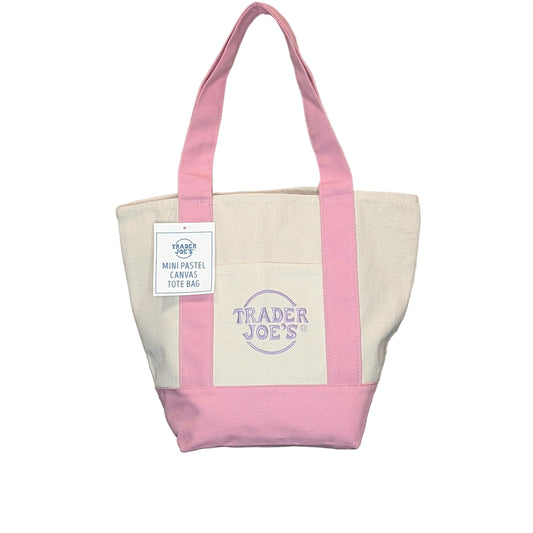 Trader Joe's Mini Pastel Canvas Tote Bag - Delicate Pink (Limited Edition 2026)