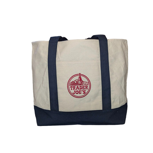 Trader Joe's Large Reuseable Canvas Tote Bag Navy