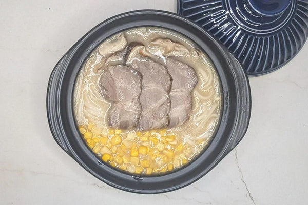 10-Minute Ramen Style: Creamy Tonkotsu Udon with Char Siu & Corn