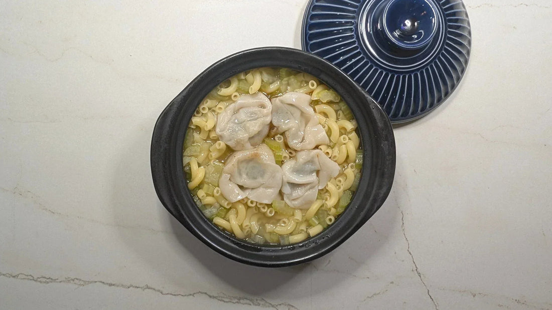Dim Sum Meets Comfort: Hong Kong Style Wonton & Celery Macaroni Soup
