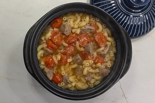 Rich & Tangy: Beef Balls & Cherry Tomatoes Macaroni Soup