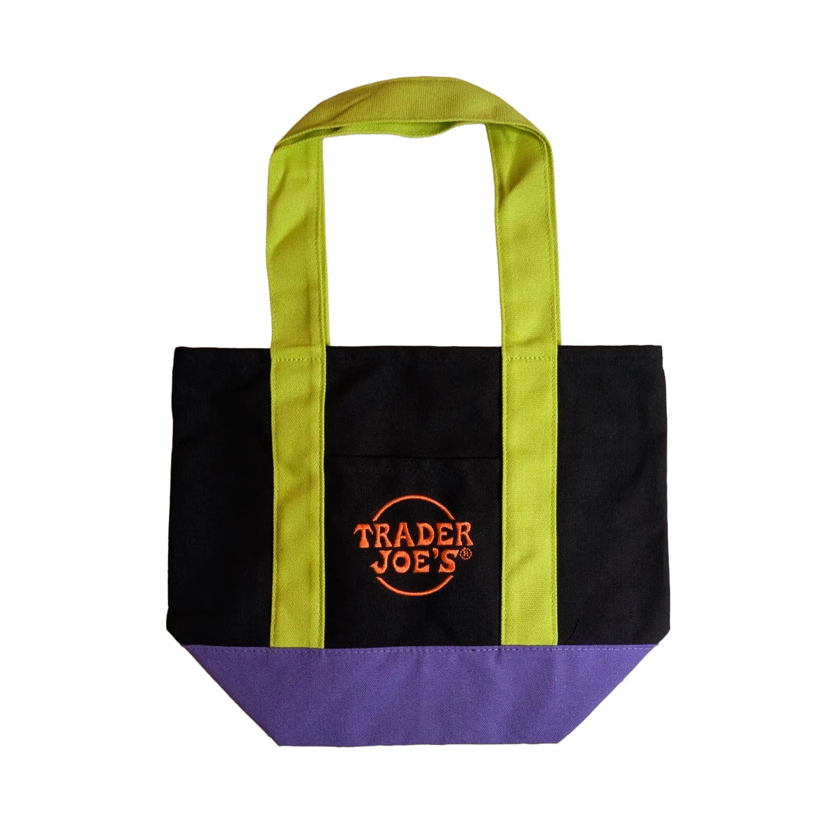Trader Joe's Mini Canvas Tote Bag Limited Edition Fall Colors - Black & Electric Lime