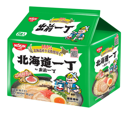 Nissin Demae Iccho 5-Pack 100% Hokkaido Wheat Flour Tonkotsu Flavour
