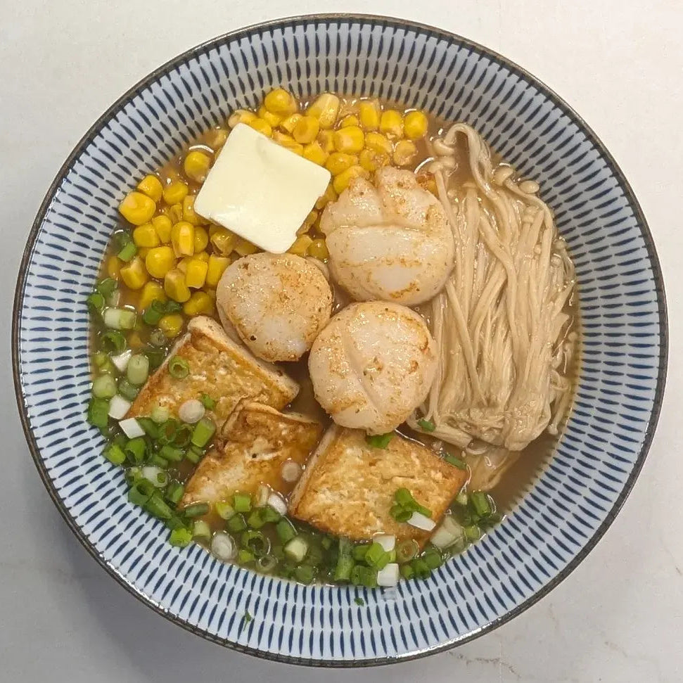 10-Minute Hokkaido Miso Tonkotsu Ramen with Butter-Seared Scallops