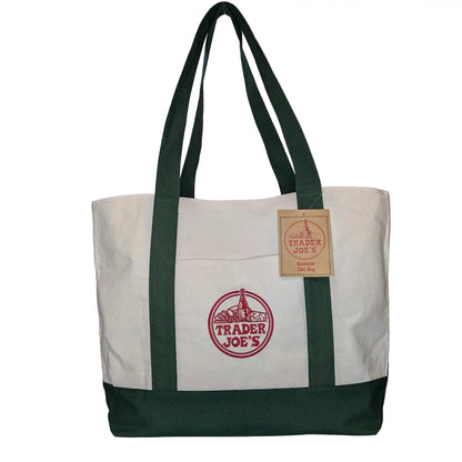 Trader Joe's Large Reuseable Canvas Tote Bag Green