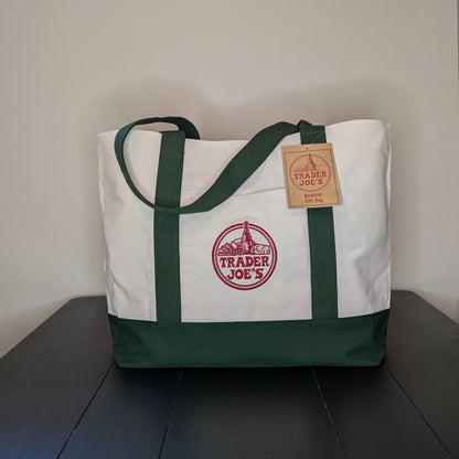 Trader Joe's Large Reuseable Canvas Tote Bag Green