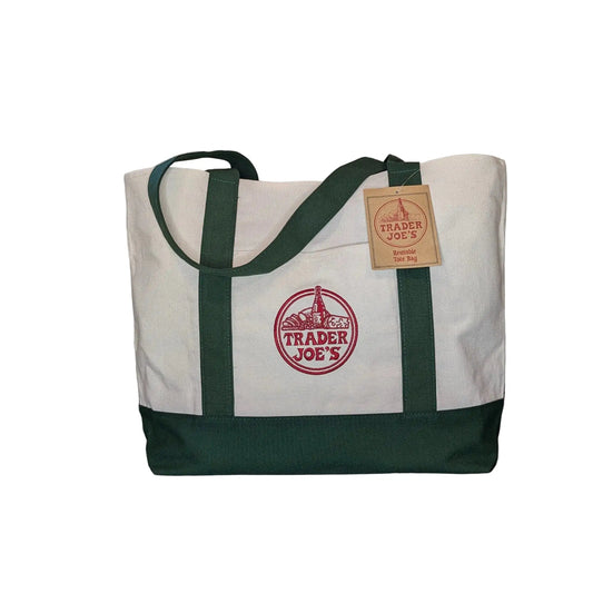 Trader Joe's Large Reuseable Canvas Tote Bag Green