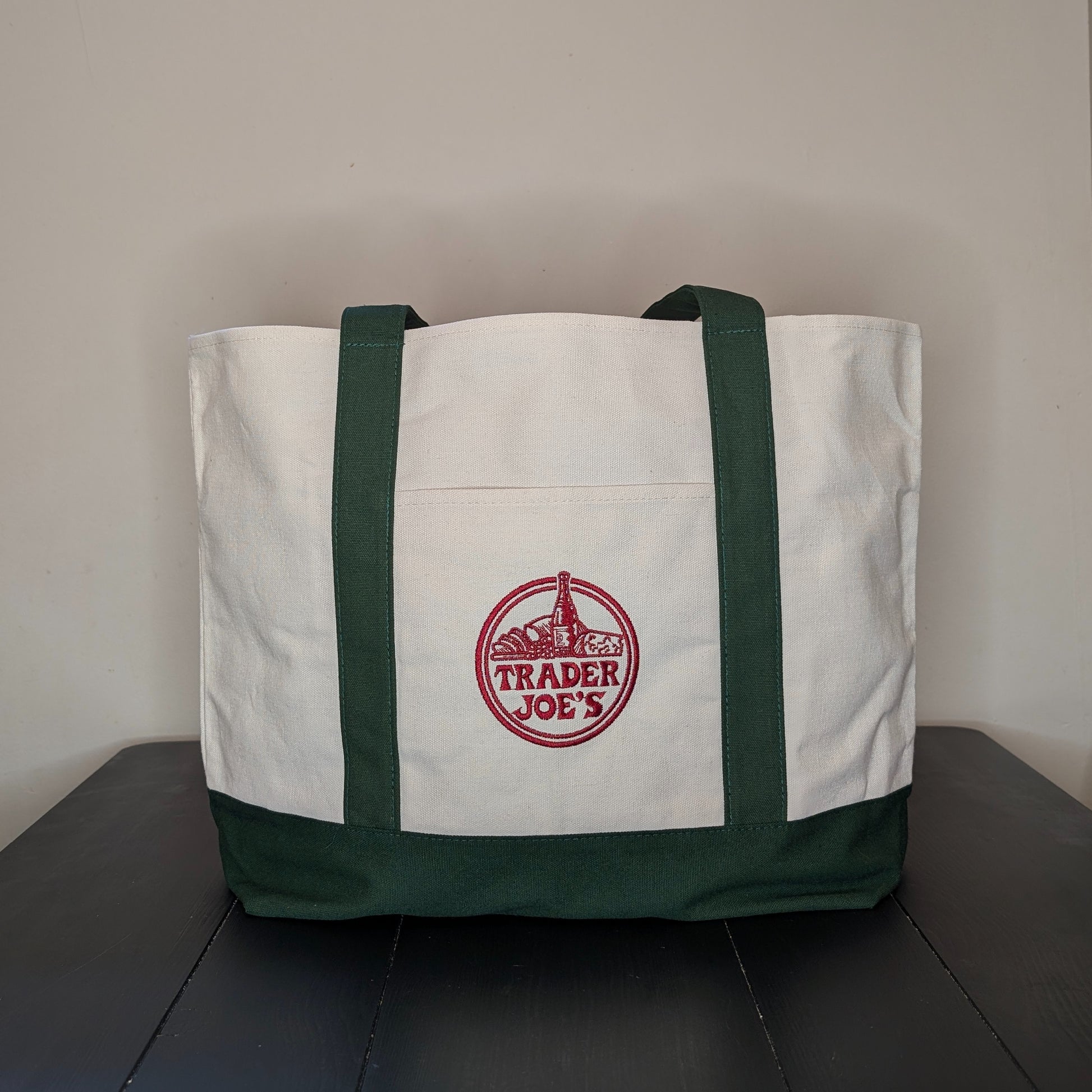 Trader Joe's Large Reuseable Canvas Tote Bag Green