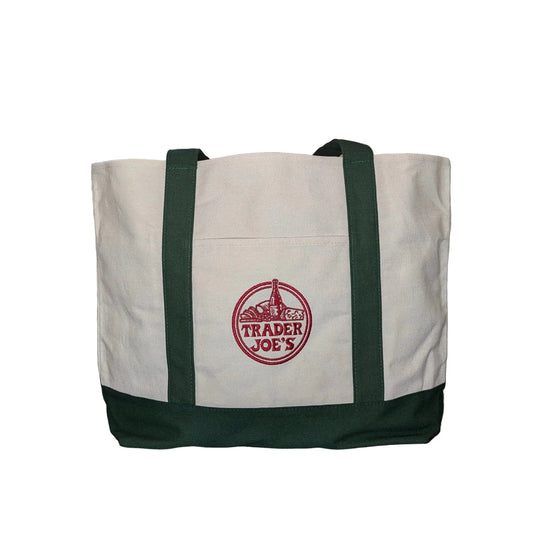 Trader Joe's Large Reuseable Canvas Tote Bag Green
