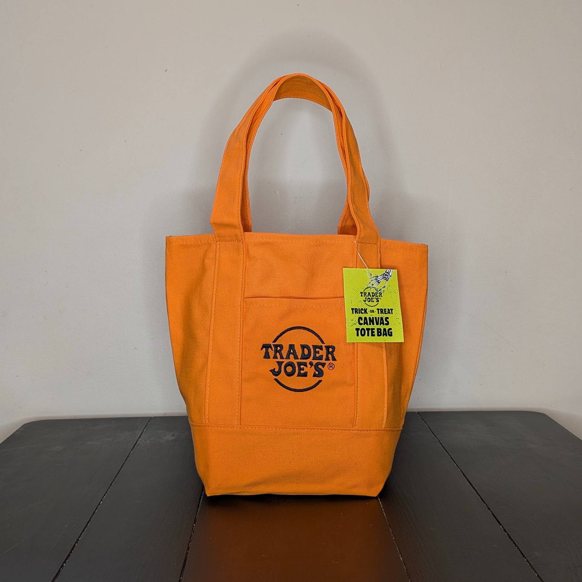 Trader Joe's Mini Reuseable Canvas Tote Bag Orange