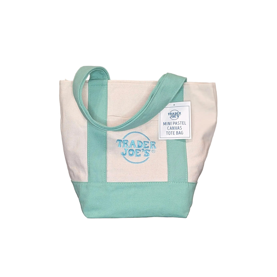 Trader Joe's Mini Pastel Canvas Tote: Mint Green (2026 Edition)