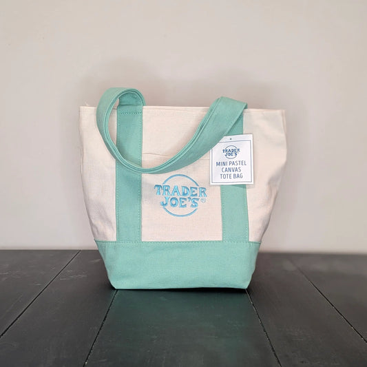 Trader Joe's Mini Pastel Canvas Tote: Mint Green (2026 Edition)