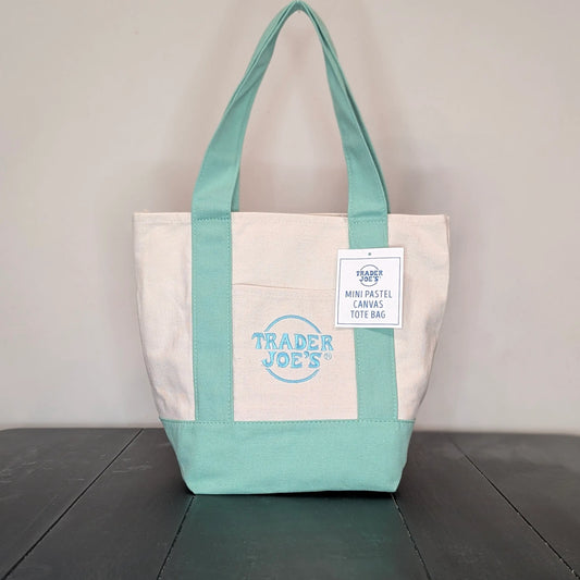 Trader Joe's Mini Pastel Canvas Tote: Mint Green (2026 Edition)