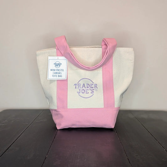 Trader Joe's Mini Pastel Canvas Tote Bag - Delicate Pink (Limited Edition 2026)