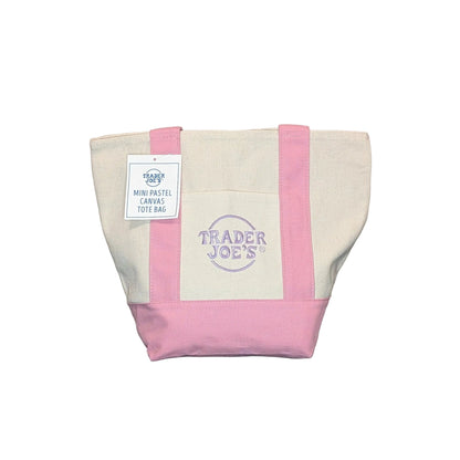 Trader Joe's Mini Pastel Canvas Tote Bag - Delicate Pink (Limited Edition 2026)