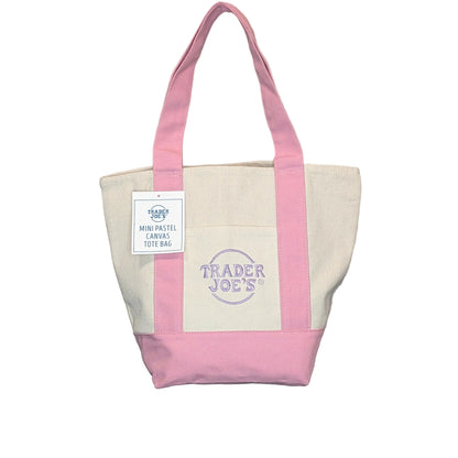 Trader Joe's Mini Pastel Canvas Tote Bag - Delicate Pink (Limited Edition 2026)