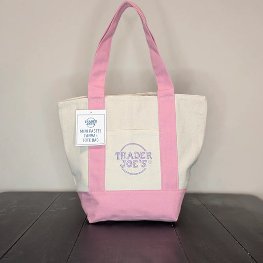 Trader Joe's Mini Pastel Canvas Tote Bag - Delicate Pink (Limited Edition 2026)