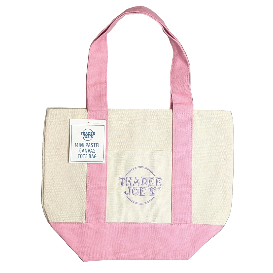 Trader Joe's Mini Pastel Canvas Tote Bag - Delicate Pink (Limited Edition 2026)