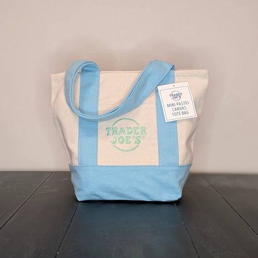 Trader Joe's Mini Reusable Canvas Tote Bag | Baby Blue