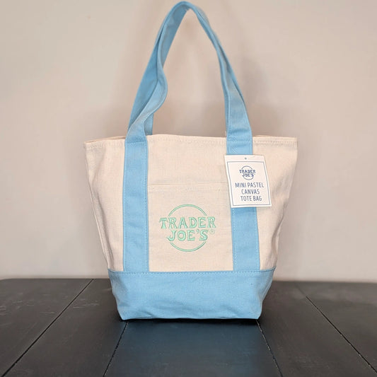 Trader Joe's Mini Reusable Canvas Tote Bag | Baby Blue