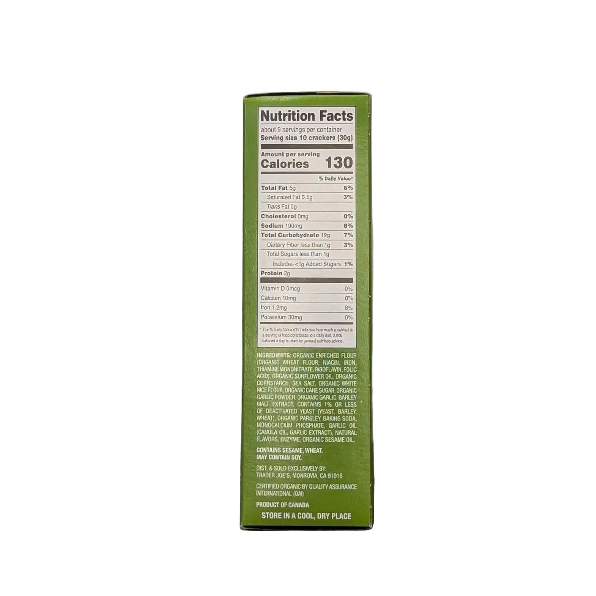 Trader Joe's Organic Garlic Naan Crackers