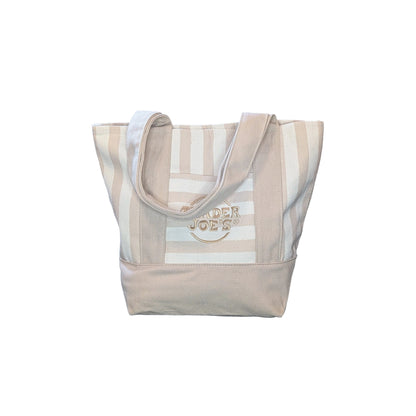 Trader Joe's Mini Reusable Canvas Tote Bag | Striped Summer Series | Desert Sand