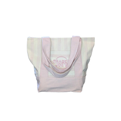 Trader Joe's Mini Reusable Canvas Tote Bag | Striped Summer Series | Pale Pink