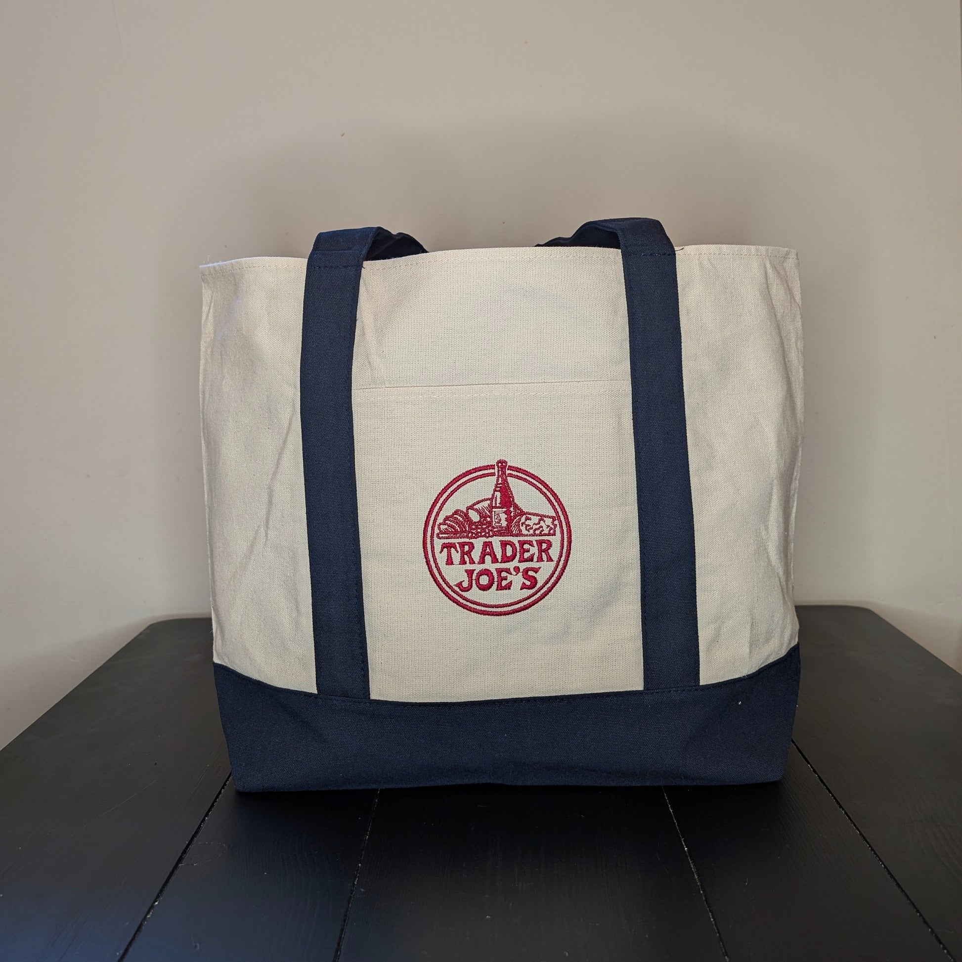 Trader Joe's Large Reuseable Canvas Tote Bag Navy