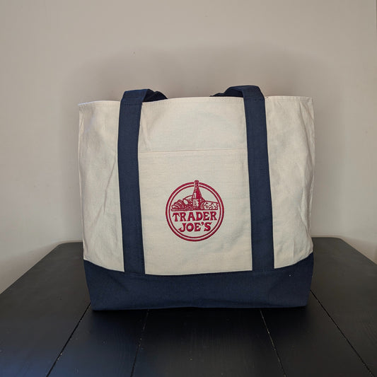 Trader Joe's Large Reuseable Canvas Tote Bag Navy