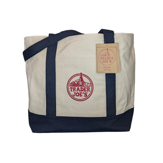 Trader Joe's Large Reuseable Canvas Tote Bag Navy